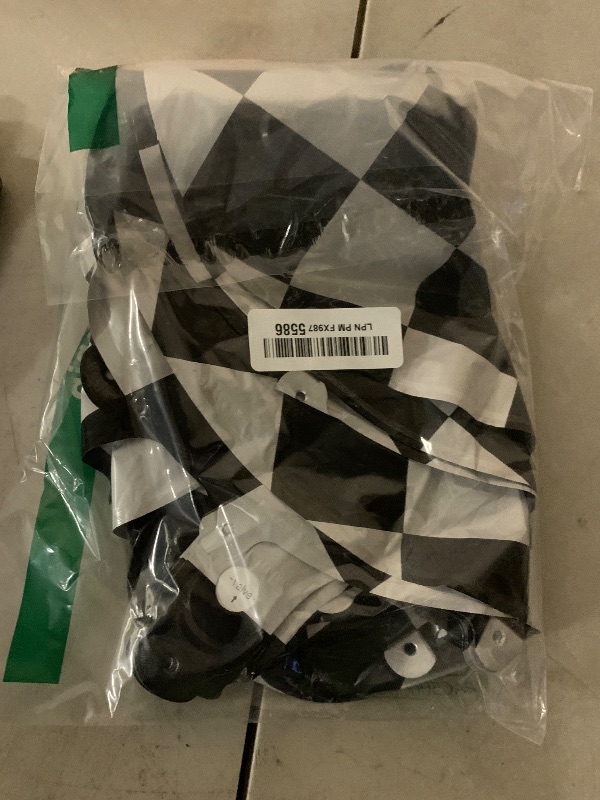 Photo 1 of 12 Pcs Checkered Balloons, 18 Inch Checkered Racing Foil Balloons, Black and White Checkerboard Mylar Balloons for Race Car Birthday Party Supplies Decorations