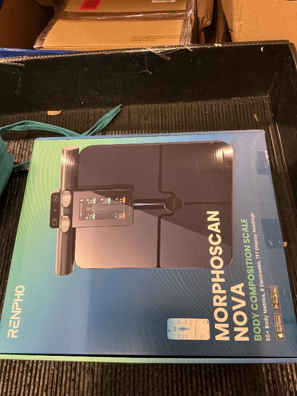 Photo 1 of RENPHO Smart Scale for Body Weight, 8-Electrode Body Composition Scale with BMI, Body Fat, Muscle Mass, Rechargeable Body Fat Scale with Full-Color TFT LCD on Handle, MorphoScan Nova, Dark Blue