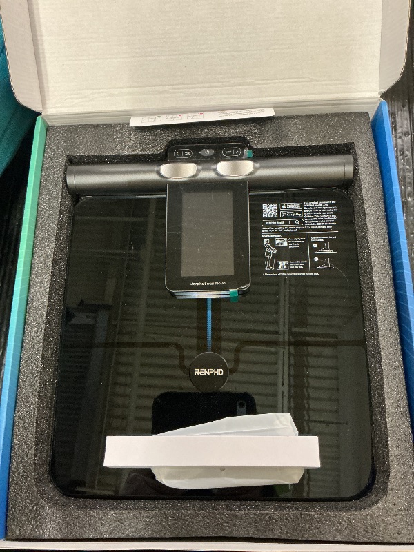Photo 1 of RENPHO Smart Scale for Body Weight, 8-Electrode Body Composition Scale with BMI, Body Fat, Muscle Mass, Rechargeable Body Fat Scale with Full-Color TFT LCD on Handle, MorphoScan Nova, Dark Blue