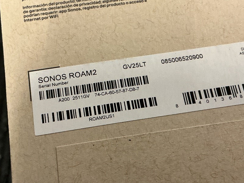 Photo 1 of Sonos Roam 2 - White - Portable Waterproof Bluetooth Speaker