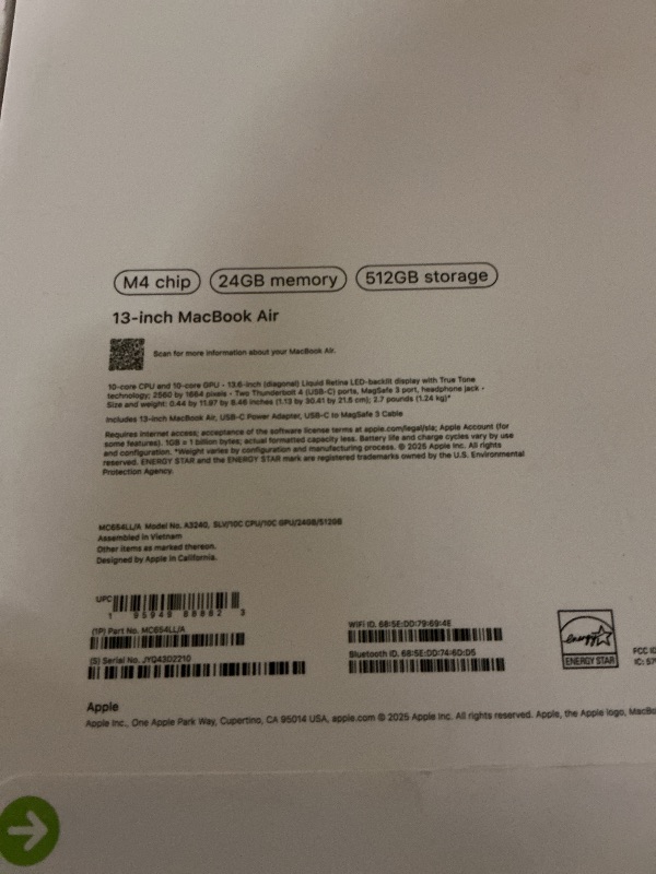 View 2 of Apple 2025 MacBook Air 13-inch Laptop with M4 chip: Built for Apple Intelligence, 13.6-inch Liquid Retina Display, 24GB Unified Memory, 512GB SSD Storage, 12MP Center Stage Camera, Touch ID; Silver