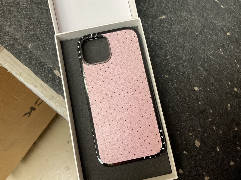 Photo 1 of CASETiFY Compact iPhone 15 Case [Slim and Sleek/Compatible with Magsafe / 4 ft. 2X Military Grade Drop Protection] - Vintage Geometric Abstract Pink - Clear Black