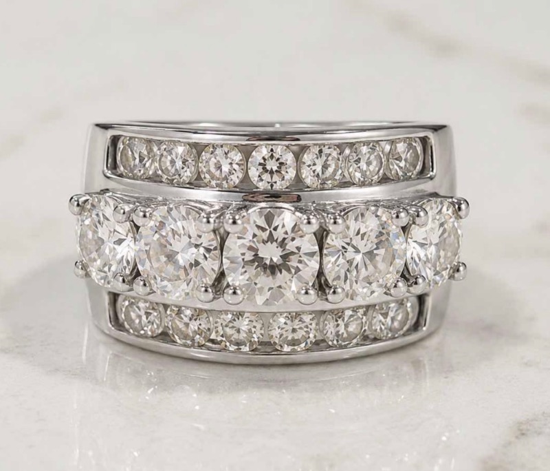 Photo 1 of 18K WHITE GOLD W2.6 CTW DIAMOND RING 8.72 G (EST SIZE 6-7) W APPRAISAL #20