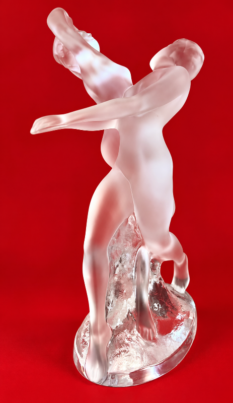 Photo 1 of LALIQUE CRYSTAL FIGURINE DEUX DANSEUSES (Two Dancers) SCULPTURE H10.5”
