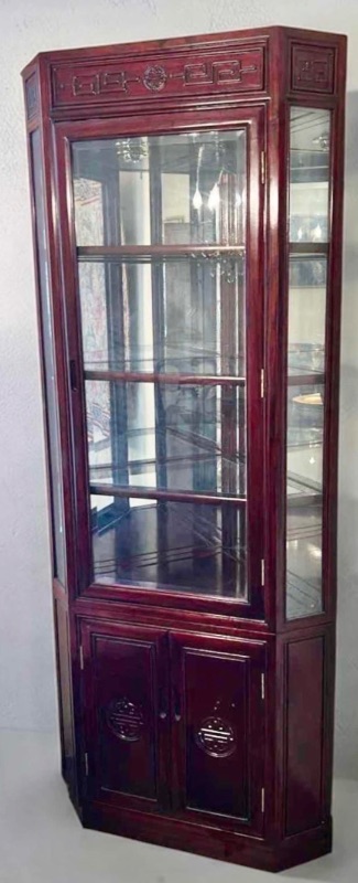 Photo 1 of ASIAN ROSEWOOD CORNER CURIO, DISPLAY CABINET 35“ x 20“ X H78”