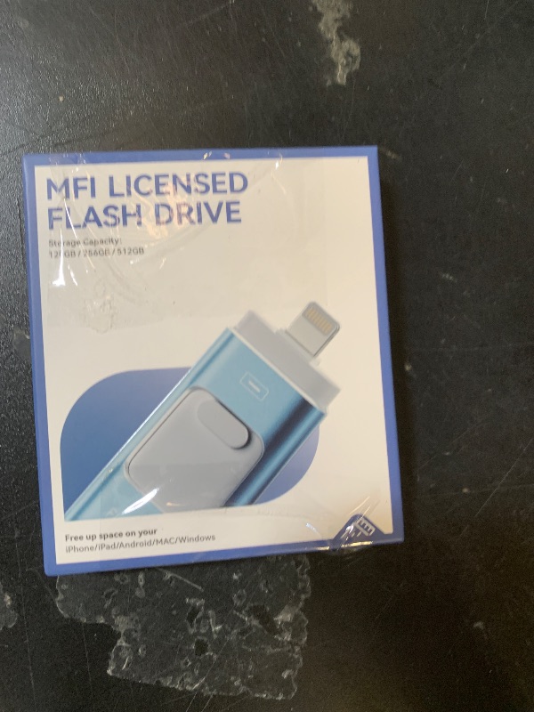 Photo 1 of MFi Certified Flash Drive for iPhone 512GB, Photo Stick Memory Stick for iPad, USB Thumb Drive for Photos Videos Transfer & Backup, External Storage Compatible for iPhone/Android/PC/Mac (Light Blue)