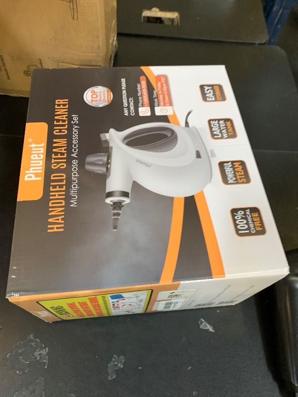 Photo 1 of Pressurized Handheld Multi-Surface Natural Steam Cleaner with 12 pcs Accessories, Multi-Purpose Steamer for Home Use, Steamer for Cleaning Floor, Upholstery, Grout and Car (Grey) (Grey)