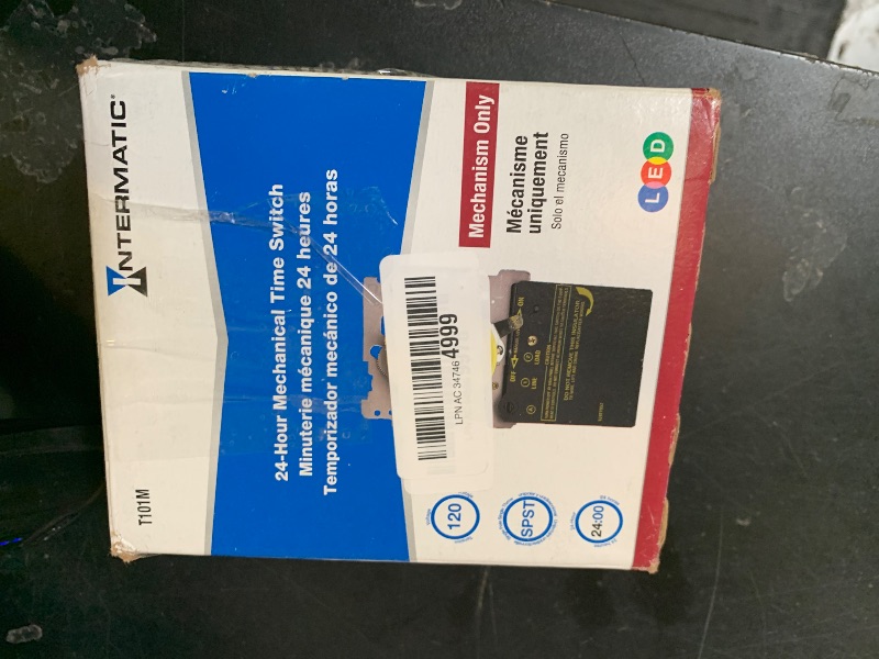 Photo 1 of Intermatic T101 24-Hour Mechanical Timer Switch - 120V SPST, Indoor Metal Enclosure, Heavy Duty, Manual Override, 40 Amp - Ideal for Lights, Pumps, Fans, and HVAC Systems