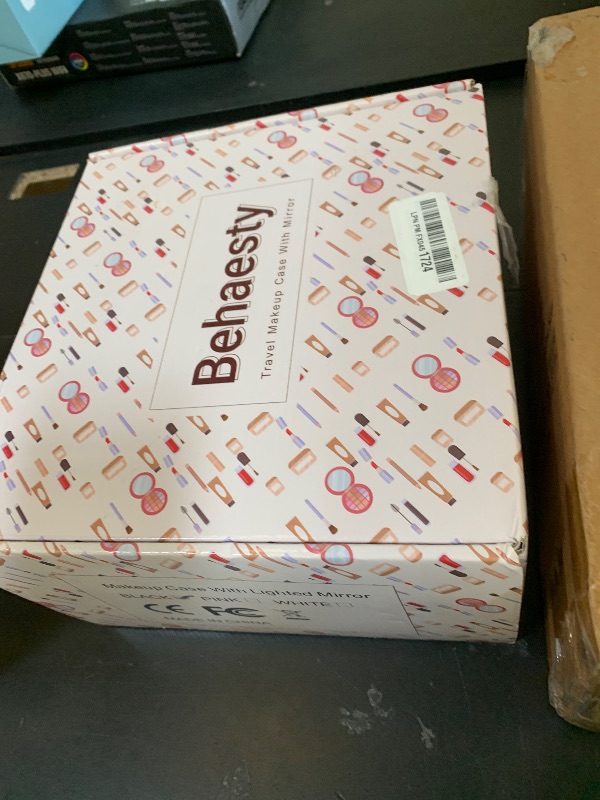 Photo 1 of Behaesty Travel Makeup Bag with LED Mirror Double Layer, Detachable Vanity Mirror with Lights, Tri-light Dimmable, Makeup Case with Adjustable Dividers and Brush Holder Cosmetic Organizer Storage Box