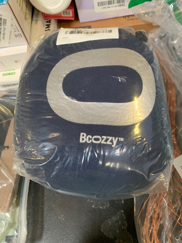Photo 1 of BCOZZY Travel Neck Pillow for Airplane – Patented Double Support for Head, Neck, and Chin. Best for Long Flights, Plane Sleeping & Car Rides. Adjustable Size. Fully Washable. Carry Bag. X-Large, Navy