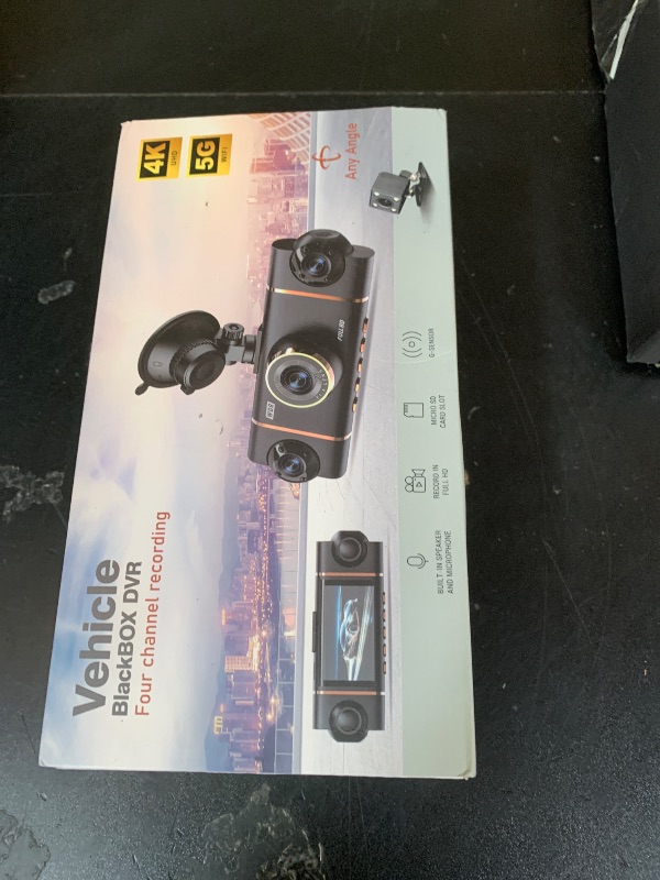 Photo 1 of 360° 4-Channel Dash Cam 4K+1080P*3 FHD, Front Rear Inside Left Right Car Camera, 5GHz WiFi App Control, 8 IR Lamps Night Vision, 24H Parking Mode, G-Sensor, Loop Recording, 64GB SD Card Included