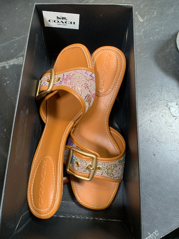 Photo 1 of COACH Margot Sandal in Crystal Signature Jacquard