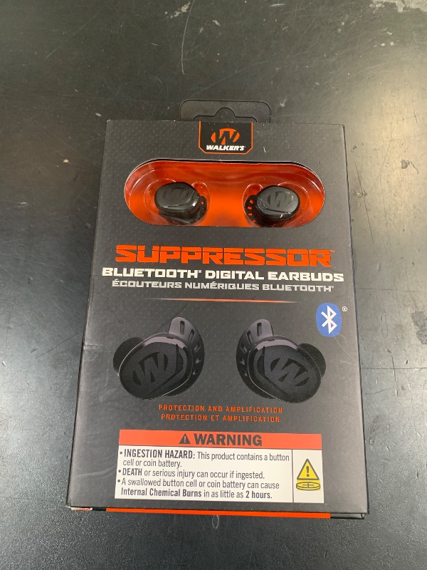 Photo 1 of Walker’s Suppressor Bluetooth Earbuds – 25dB NRR Hearing Protection with HD Sound, 36-Hour Battery, Waterproof Design