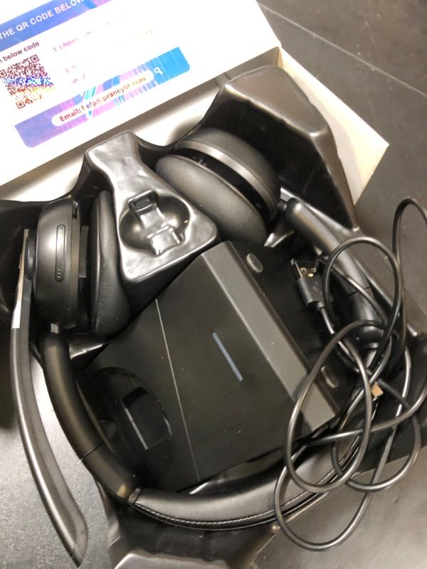 Photo 1 of (2025 Upgraded) Wireless Headset with Mic for Work, Bluetooth Headset with Noise Canceling Microphone with Dongle, Charging Base & Mic Mute, Wireless Headphones for Work from Home/PC/Computer