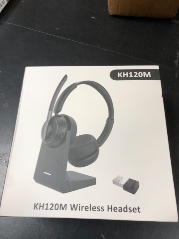 Photo 1 of (2025 Upgraded) Wireless Headset with Mic for Work, Bluetooth Headset with Noise Canceling Microphone with Dongle, Charging Base & Mic Mute, Wireless Headphones for Work from Home/PC/Computer