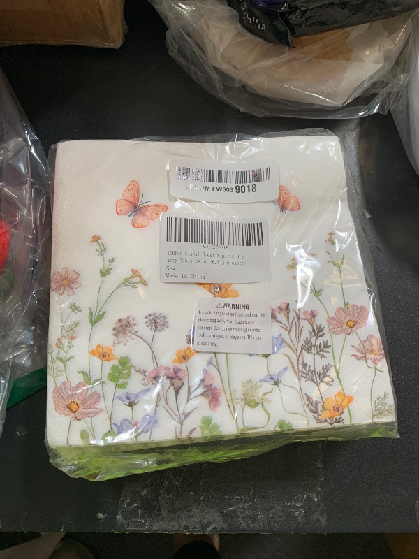 Photo 1 of 100Pcs Floral Paper Napkins Disposable Butterfly Flower Party Napkins 6.5 Inch Wildflower Garden Blossom Hand Towels for Spring Wedding Anniversary Bridal Baby Shower Tea Party Supplies