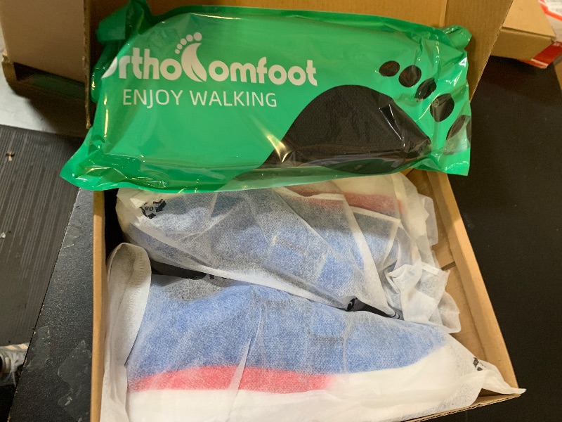 Photo 1 of Boys Kids Diabetic Wide Width Toe Box Orthopedic Walking Shoes: Leisure Fit Heel Spurs Foot Heel Pain Relief Sneakers, Orthotic Tennis Plantar Fasciitis Gowalk Camping Boys Shoes Blue Big Kid 7