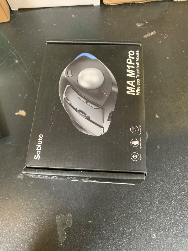 Photo 1 of SABLUTE Ergonomic Wireless Trackball Mouse, Adjustable 0°/18° Angle, Thumb Control, Quiet Clicks, 3 Multi-Device Bluetooth & USB Receiver, Rechargeable Mouse for Office, Windows Mac