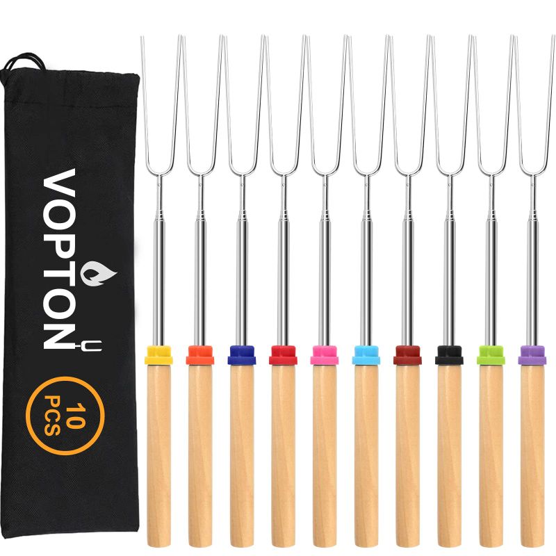 Photo 1 of 10 Pcs Marshmallow Roasting Sticks for Fire Pit Long 32Inch, Smores Sticks Skewers, Smores Kit for Fire Pit, Premium Telescoping Hot Dog Roasting Sticks for Campfire Accessories Outside Camping VOPTON