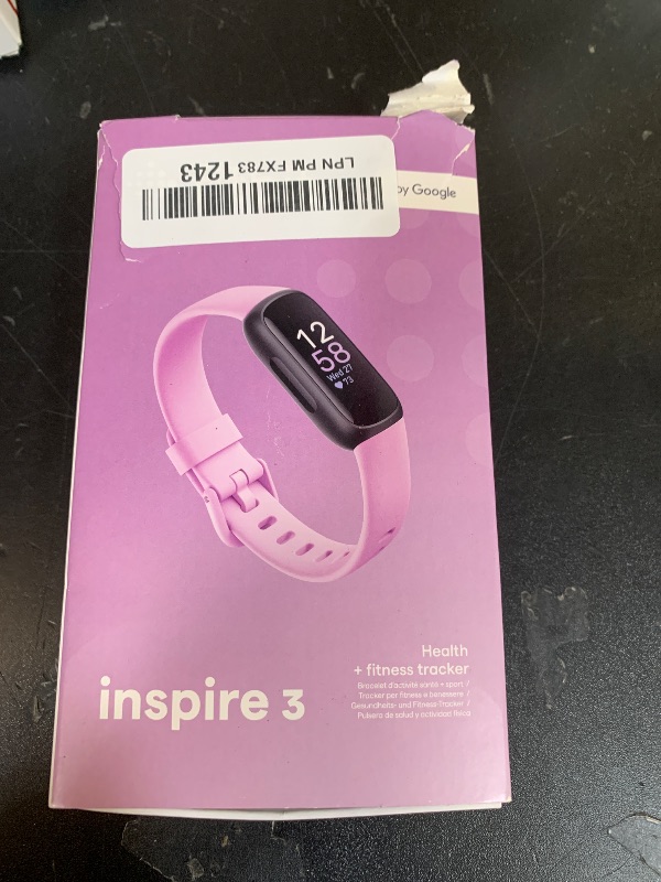 Photo 1 of Fitbit Inspire 3 Health &-Fitness-Tracker with Stress Management, Workout Intensity, Sleep Tracking, 24/7 Heart Rate and more, Lilac Bliss/Black, One Size (S & L Bands Included)