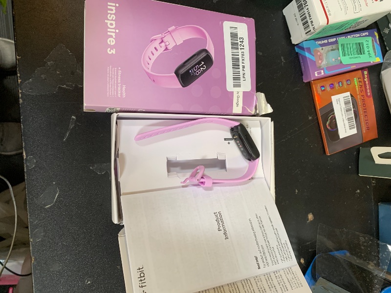 Photo 1 of Fitbit Inspire 3 Health &-Fitness-Tracker with Stress Management, Workout Intensity, Sleep Tracking, 24/7 Heart Rate and more, Lilac Bliss/Black, One Size (S & L Bands Included)