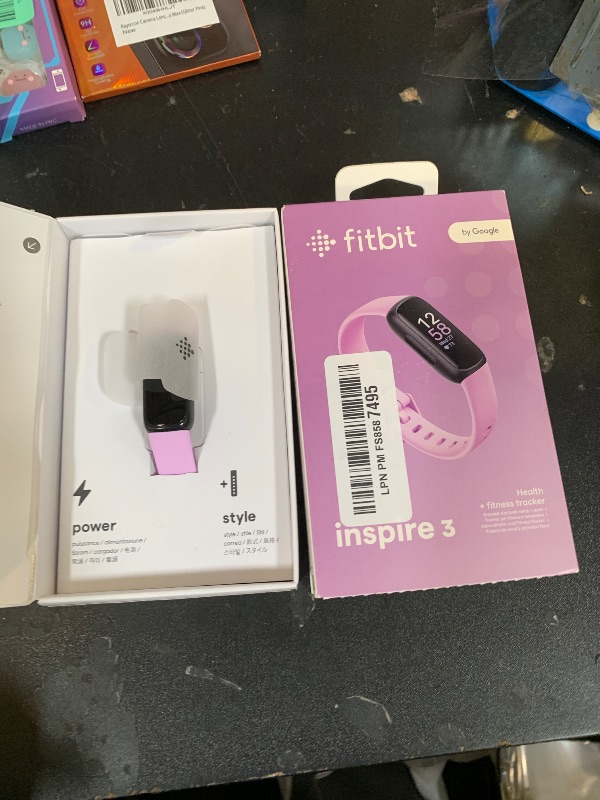 Photo 1 of Fitbit Inspire 3 Health &-Fitness-Tracker with Stress Management, Workout Intensity, Sleep Tracking, 24/7 Heart Rate and more, Lilac Bliss/Black, One Size (S & L Bands Included)