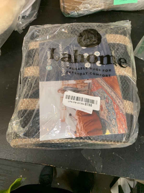 Photo 1 of Lahome Elance Striped Easy Jute Entryway Rug, 2x3 Kitchen Rugs Non Slip Washable Indoor Outdoor Door Mat, Farmhouse Neutral Lightweight Non Shedding Small Carpet for Entry Welcome Door