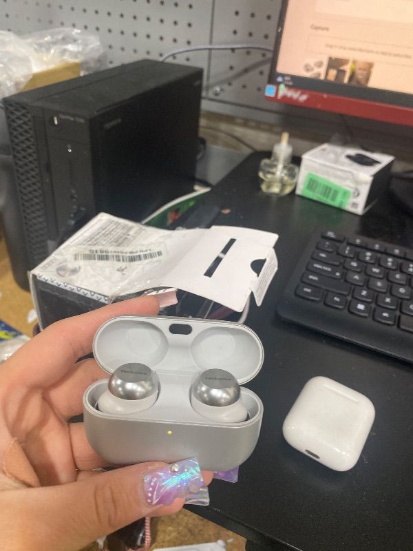 Photo 1 of Technics Reference Class Hi-Fi Wireless Earbuds, Dolby Atmos with Head Tracking, Adaptive Noise Cancelling, 3 Device Multipoint, 10-hr Battery, Wireless Charging, Improved Fit - EAH-AZ100-S (Silver)