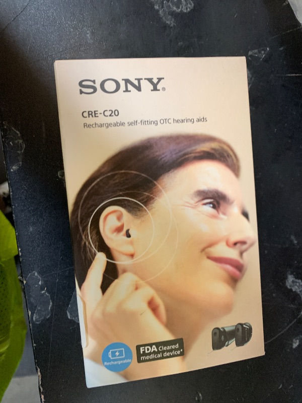 Photo 1 of Sony CRE-C20 Self-Fitting OTC Hearing Aids for Mild to Moderate Hearing Loss, Prescription-Grade Sound Quality, Compact Virtually Invisible Design, Customizable App, and Rechargeable Battery