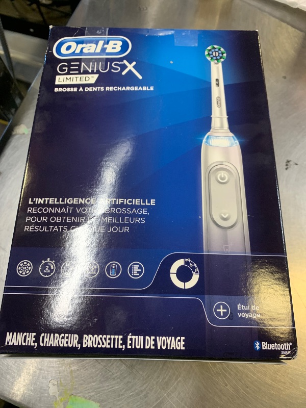 Photo 1 of Oral-B Genius X Limited Rechargeable Electric Toothbrush with 1 Replacement Brush Head, Travel Case, White