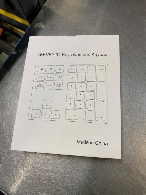 Photo 1 of Lekvey Bluetooth Number Pad, Aluminum Rechargeable Wireless Numeric Keypad Slim 34-Keys External Numpad Keyboard Data Entry for Laptop, MacBook, MacBook Air/Pro, iMac, Windows, Surface Pro - Silver