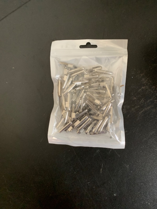 Photo 1 of 100 PCS Stainless Steel Elastic Cord Crimp Ends, Metal Half Cover Elastic Barbed Cords Fastener Crimps Covers, Stopper End Clip Crimp Caps for Binding Webbing Hanging Crafts
