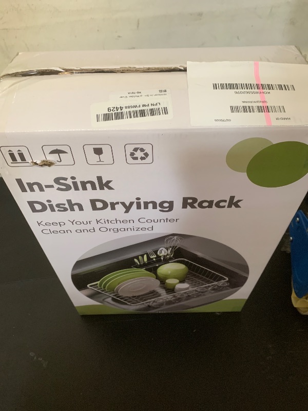 Photo 1 of Over the Sink Expandable Dish Drainer Drying Rack In Stainless Steel for Small Kitchen, Counter Space Saving Modern Compact Metal Above Plate Dryer Strainer, Adjustable Hanging Inside Drain Holder