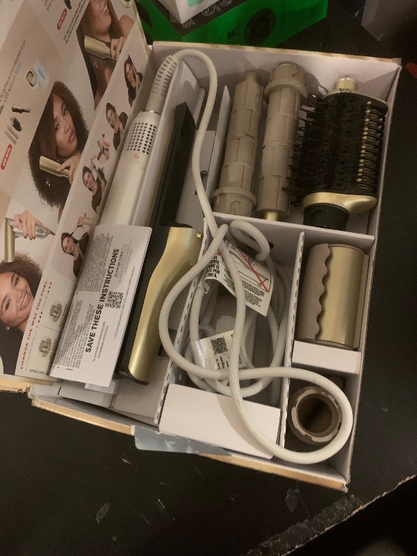 Photo 1 of Shark Glam Ceramic & Powerful Air Styling & Drying System, with Silki Straightener & Shark Glossi Air Glosser, for Drying, Curling, Straightening & Glossing, Gold, HD6051S (Straight & Wavy Hair)