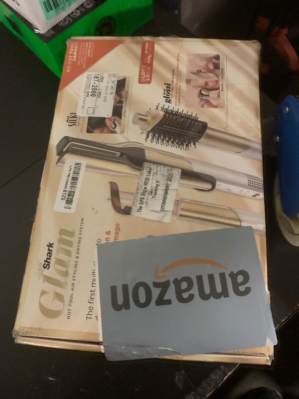 Photo 1 of Shark Glam Ceramic & Powerful Air Styling & Drying System, with Silki Straightener & Shark Glossi Air Glosser, for Drying, Curling, Straightening & Glossing, Gold, HD6051S (Straight & Wavy Hair)