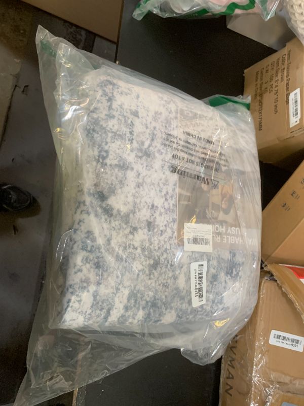 Photo 1 of 6FT Round Area Rugs for Living Room: Washable Large Neutral Abstract Circle Rug Soft Non Slip Stain Resistant Low Pile Indoor Carpet for Bedroom Dining Room Nursery Office Playroom - Blue Grey