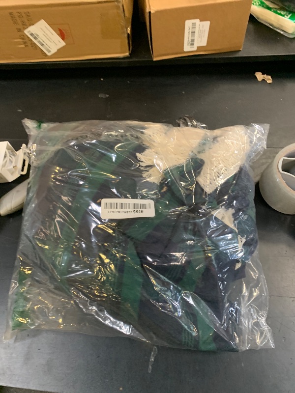 Photo 1 of ZIQINPSQ Dining Room Rectangle Fabric Tablecloth, British Style Plaid Print Tablecloth with Fringe, Christmas & Holiday Table Cover (Blue&Green, 55''X132'')