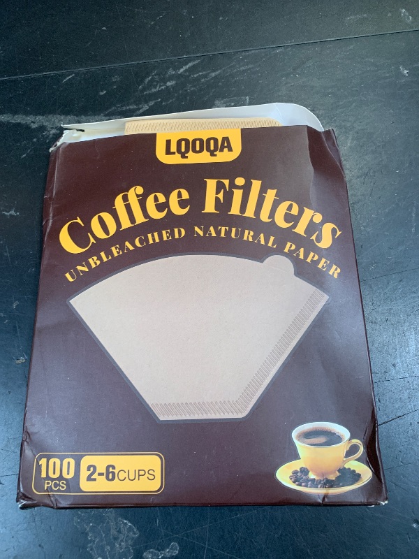 Photo 1 of 100 Count #2 Cone Coffee Filters, Unbleached Natural Paper, No Blowout & Tear-Resistant, Compostable, Fits 2-6 Cup Makers, Pour-Over & Ninja Brewers
