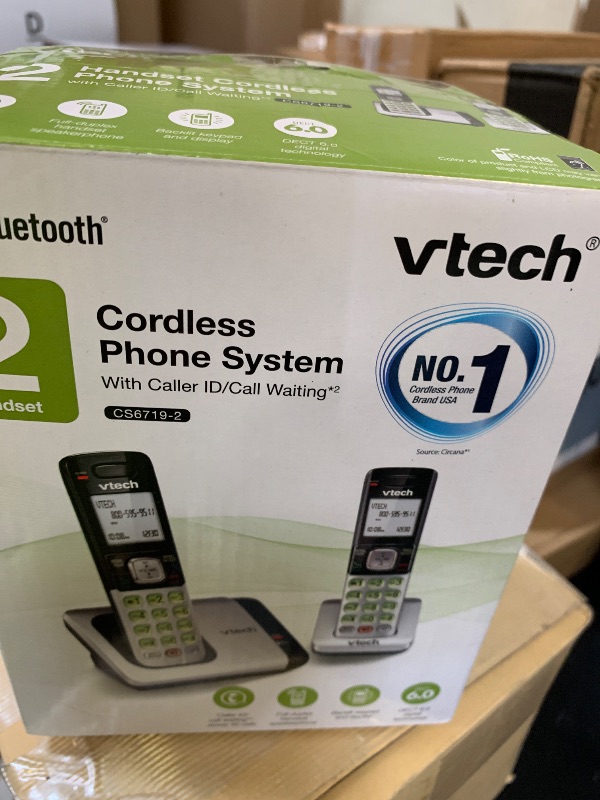 Photo 1 of VTech CS6719-2 2-Handset Cordless Phone with Caller ID/Call Waiting, Handset Intercom & Backlit Display/Keypad, Silver