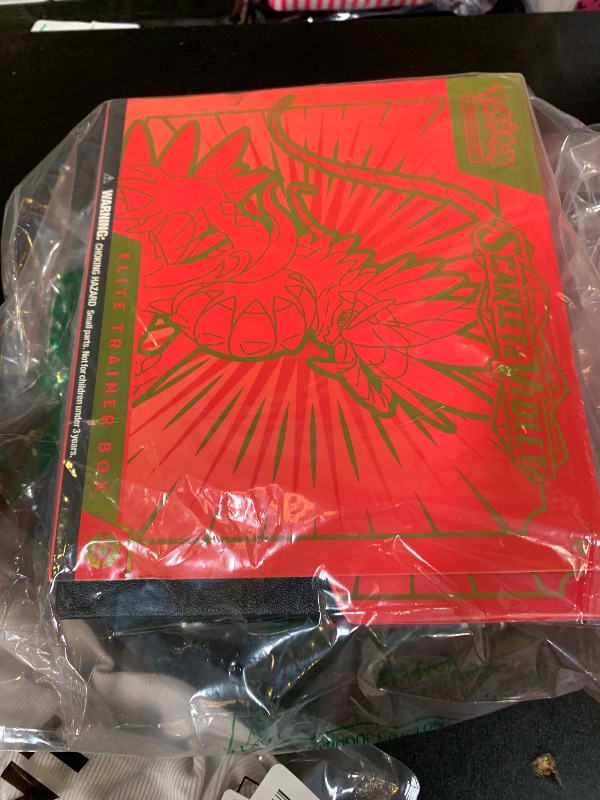Photo 1 of **opened**Pokemon TCG: Scarlet and Violet Elite Trainer Box - Koraidon Red (1 Full Art Promo Card, 9 Boosters and Premium Accessories)