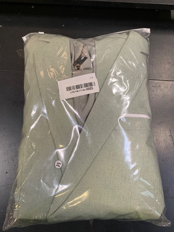 Photo 1 of Men's 3 Piece Linen Suits Set Regular Fit Casual Lightweight Blazer Jacket Vest and Pants Light Green M