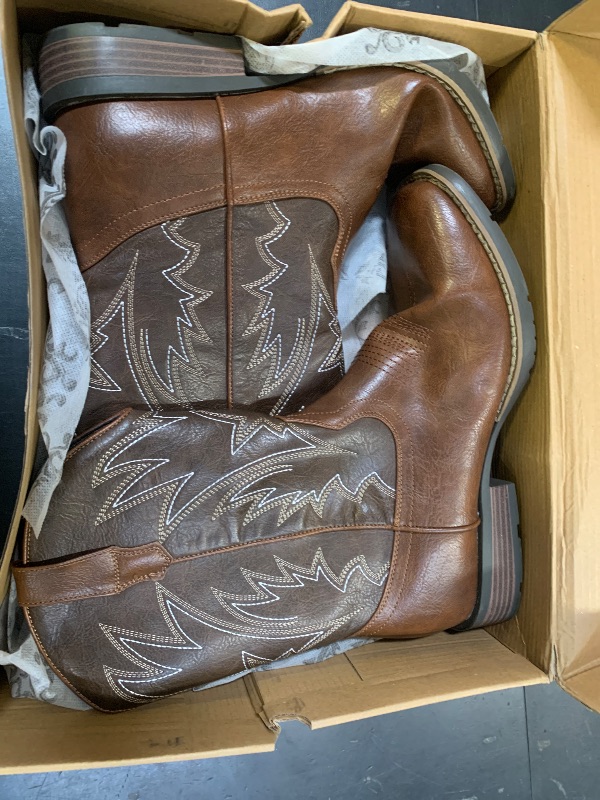 Photo 1 of IUV Cowboy Boots For Men Square Toe Western Boots Durable Classic Embroidered Pull On Boot Slip Resistant Country Boot