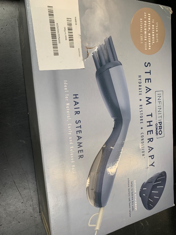 Photo 1 of Infiniti PRO by CONAIR Steam Therapy Hair Steamer, Portable Styling Tool with 7-Inch Diffuser Attachment, 30-Second Heat-Up, Penetrating Steam for Detangling, Reshaping, and Volumizing Curls, Blue