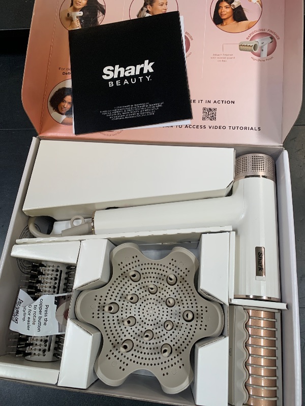 Photo 1 of Shark Hair Dryer SpeedStyle RapidGloss Finisher and High-Velocity, Ionic Hair Blow Dryer with IQ Speed Styling and Drying Suite, No Heat Damage, Best for Curly and Coily Hair, Silk, HD332