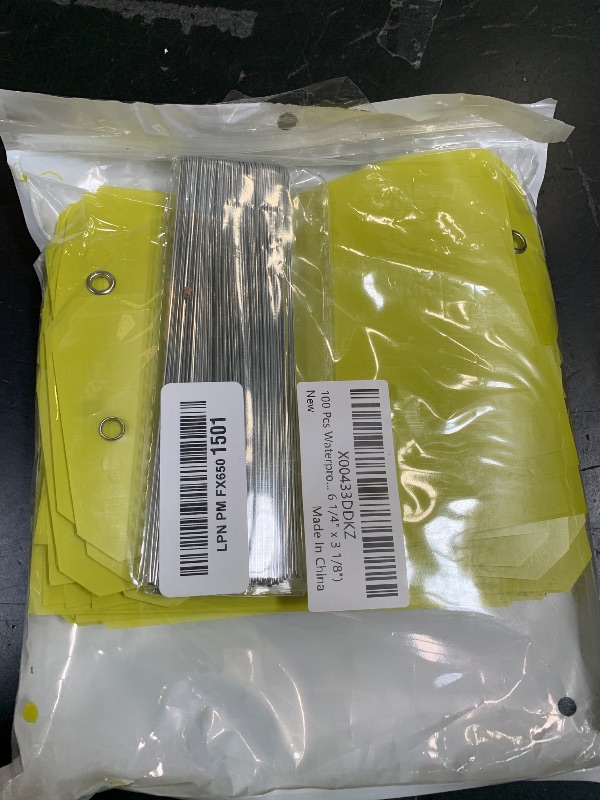 Photo 1 of 100 Pcs Waterproof Tags Writable Plastic Tags for Labeling Tag with Wire Tie Large Heavy Duty Tags Moving Tags Pipe Tags for Outdoors Car Garage Storage Box Equipment Parts (Yellow, 6 1/4" x 3 1/8")