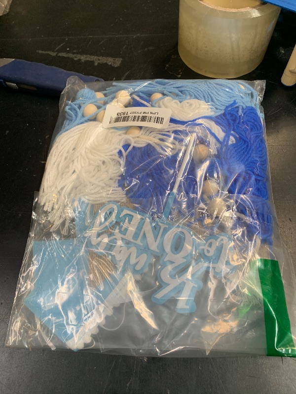 Photo 1 of 1/2 Birthday Boy Half Birthday Decorations – 4PCS Blue 6 Month Party Set with 1/2 Way to One Banner, Halfway High Chair Banner, Cake Topper and Hat for 6 Month Baby Boy Photo Shoot Decor