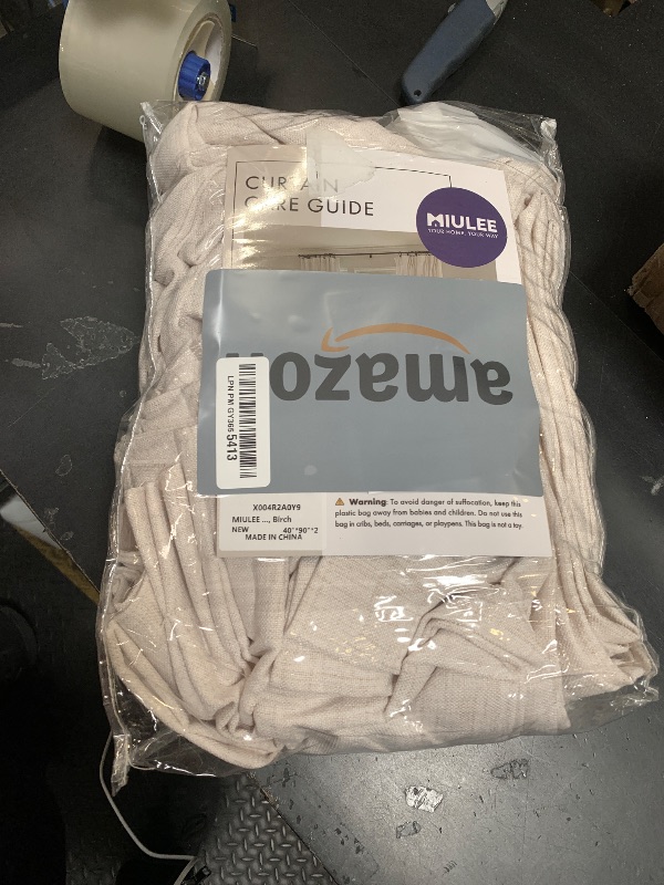 Photo 1 of MIULEE Pinch Pleated Thick Linen Curtains 90 Inches Long 2 Panels Set - Back Tab, Pinch Pleat Semi Sheer Light Filtering Privacy Curtains Let Light in Window Drapes for Living Room Bedroom, Birch