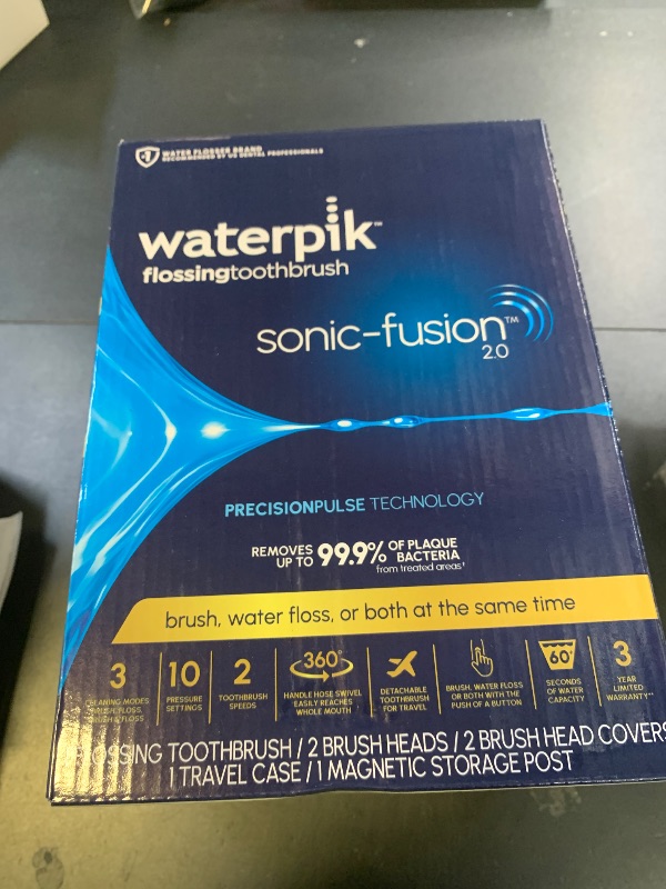Photo 1 of Waterpik Sonic-Fusion 2.0 Professional Flossing Electric Toothbrush with Water Flosser Combo Two In One, For Daily Gum Care and Cleaning Teeth, Braces, Implants, White SF-04CD010-1, Packaging May Vary