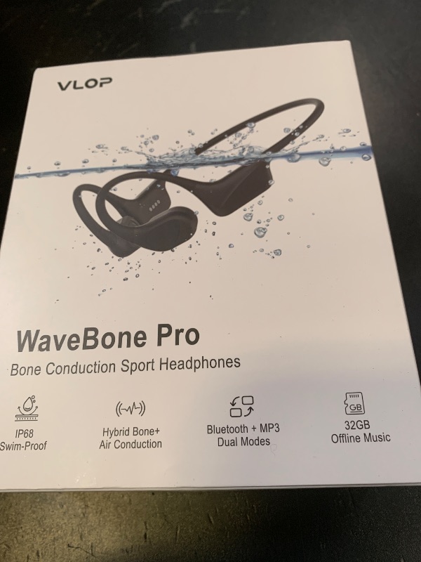Photo 1 of VLOP Bone Conduction Swimming Headphones - IP68 Waterproof, Open-Ear MP3 Headphones with 32GB Memory, Bluetooth 6.0 Wireless Sport Headset for Running & Cycling, 8H Playtime(Black, Standard)