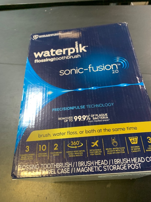 Photo 1 of Waterpik Sonic-Fusion 2.0 Professional Flossing Electric Toothbrush with Water Flosser Combo Two In One, For Daily Gum Care and Cleaning Teeth, Braces, Implants, White SF-04CD010-1, Packaging May Vary